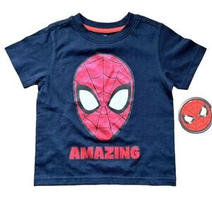 Spider-Man T-shirt Navy With Red Metallic Print Boys NWT Size 3T